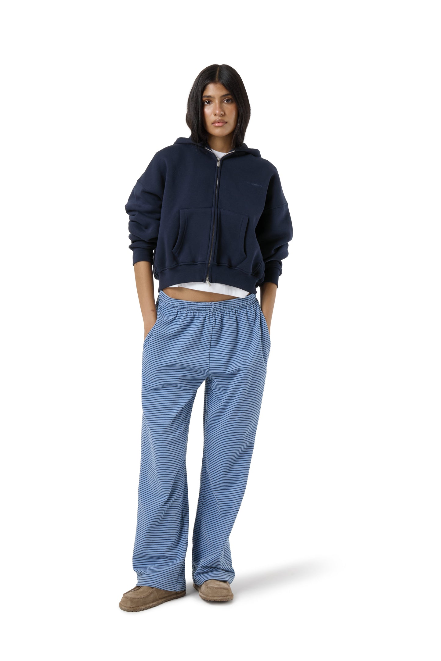Seekers 99 Shrunken Zip Up Hoodie in Navy