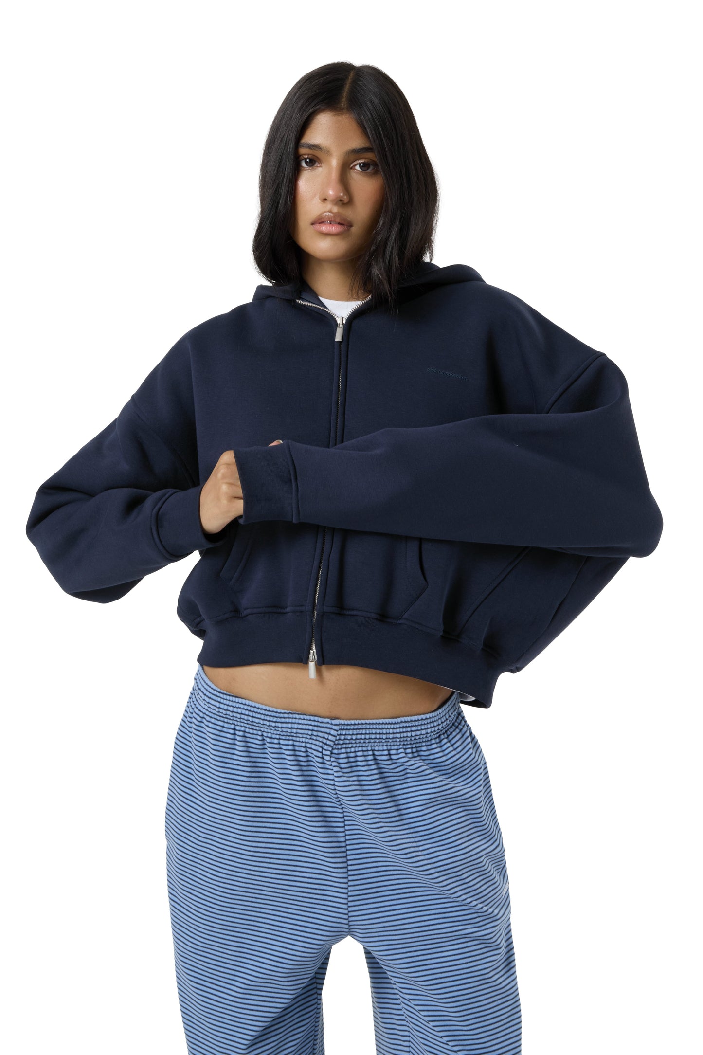 Seekers 99 Shrunken Zip Up Hoodie in Navy