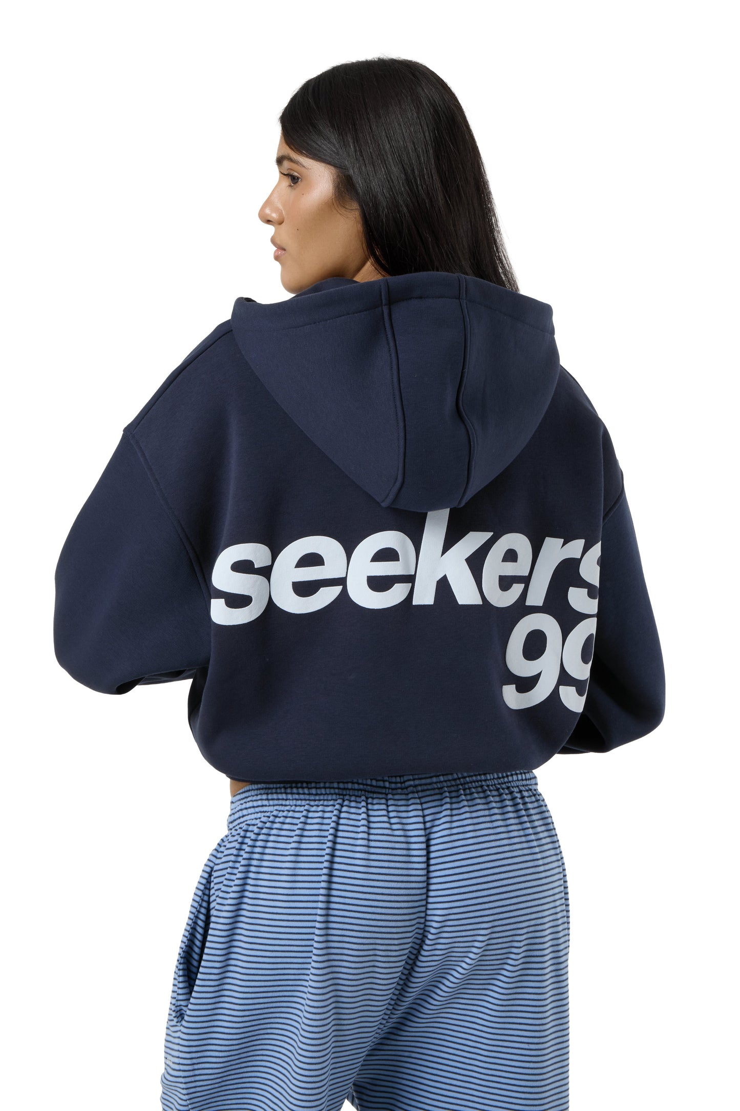 Seekers 99 Shrunken Zip Up Hoodie in Navy