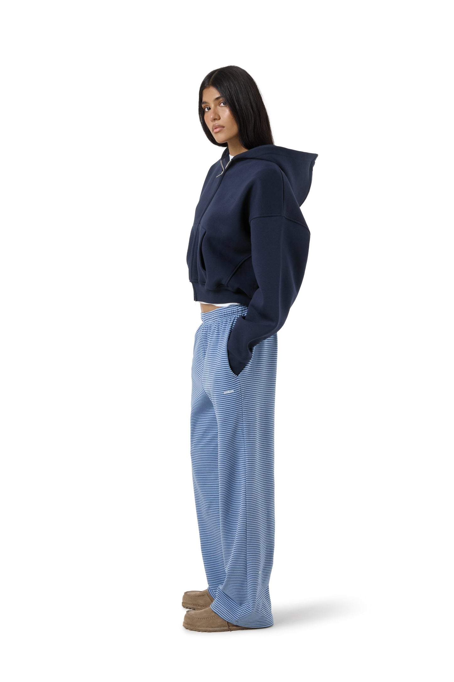 Seekers 99 Shrunken Zip Up Hoodie in Navy