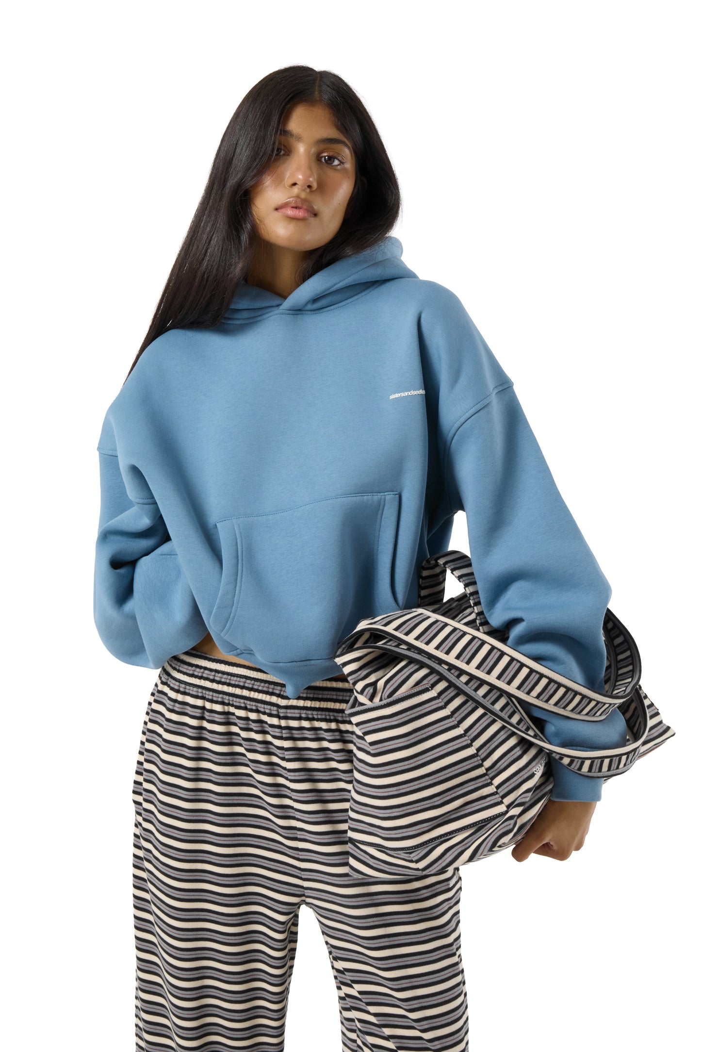 Trademark Shrunken Hoodie in Mid Blue